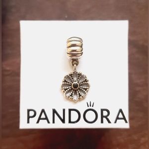 Two tone Pandora lace flower dangle clip